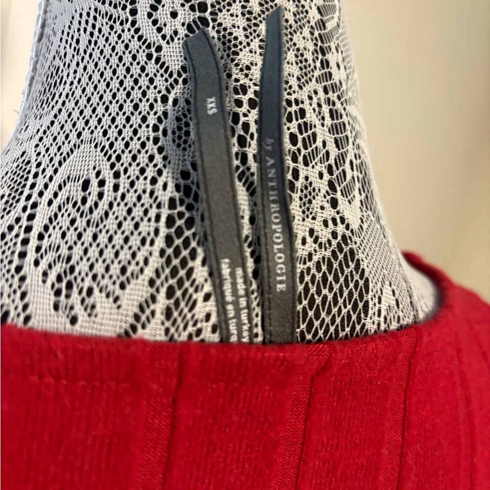 Red Ribbed Long Sleeve Sweater - Picture 3 of 4